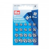 SNAP FASTENERS 6-11MM PRYM SILVER